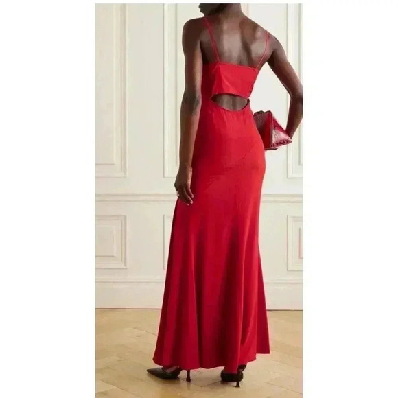 NWT ISABEL MARANT ETOILE Runway Kapri Red Maxi Crepe Dress Size 36/4 - Picture 3 of 12